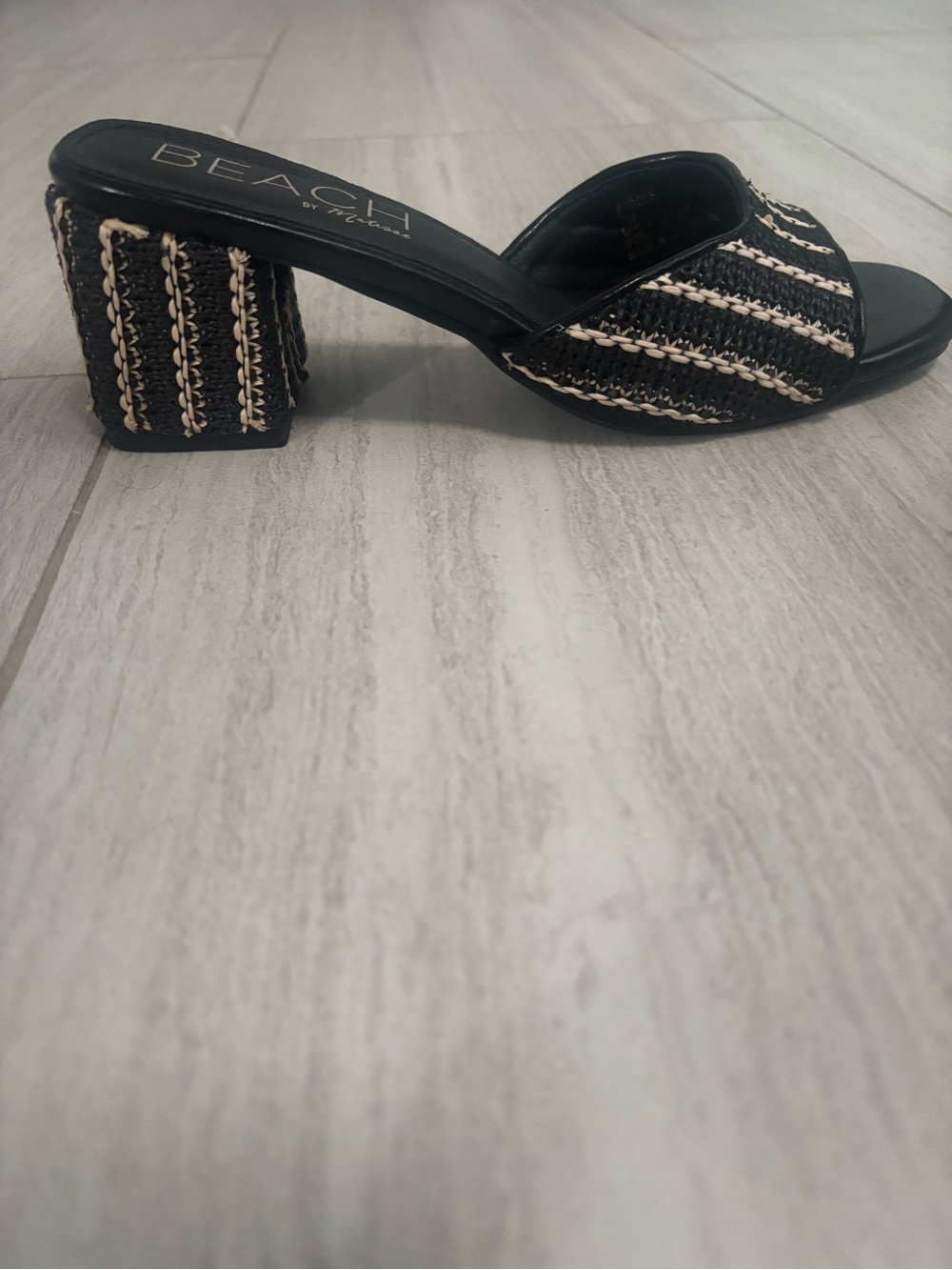 Beach by Matisse Black & Cream Woven Slide Mule